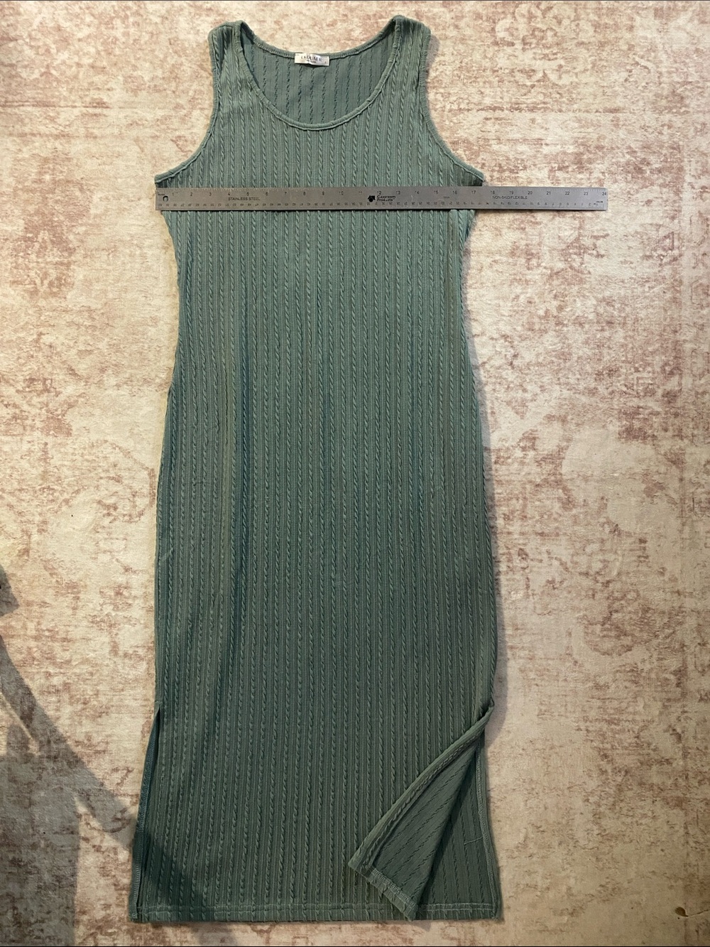 Sleeveless Rib-Knit Midi Dress in Sage Green small